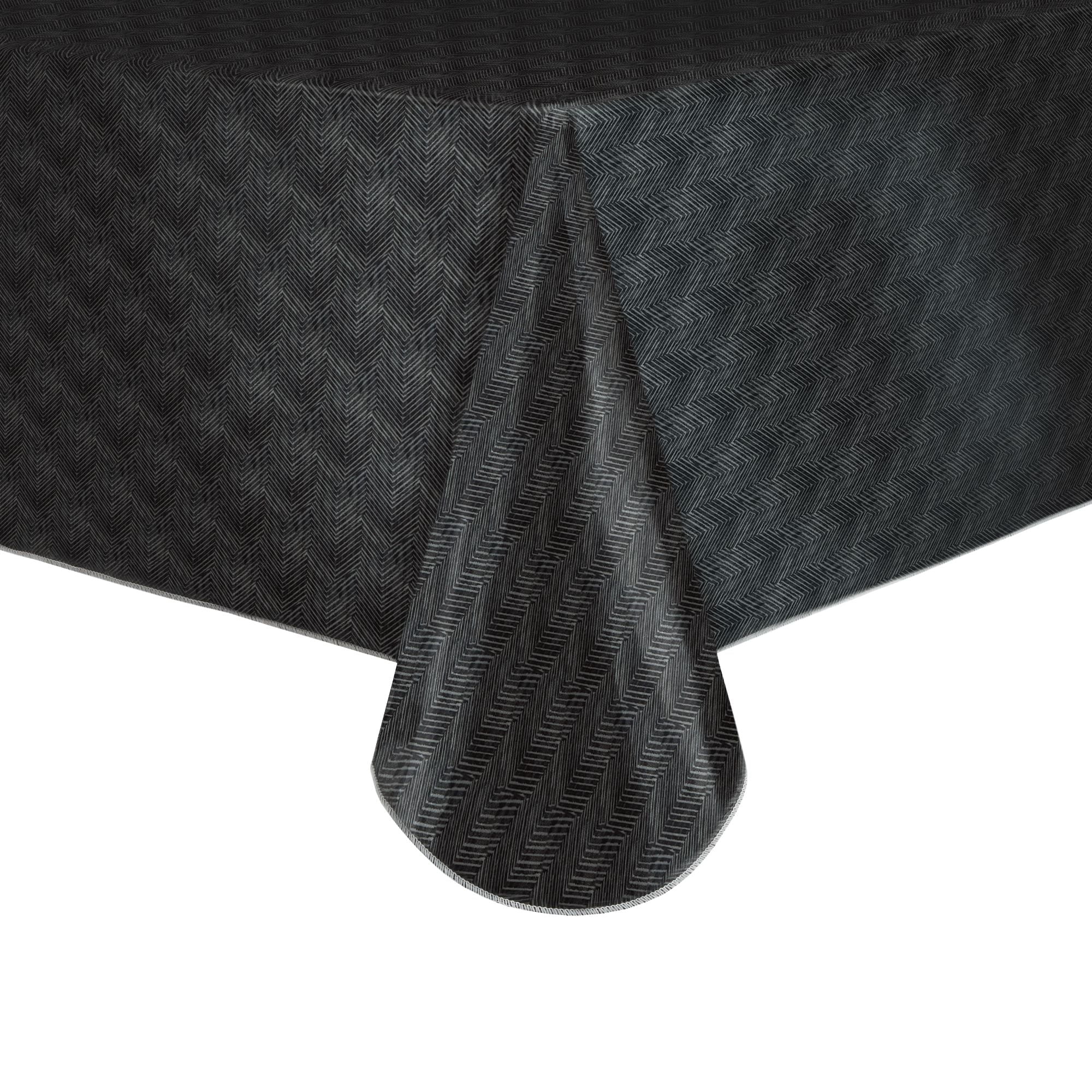 Mainstays Herringbone PEVA Tablecloth, Black, 60"W x 84"L Rectangle, Available in various sizes and colors