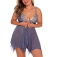 thumbnail image 1 of Lencería para mujer Cierre frontal Babydoll Encaje Cuello en V Malla Ropa de dormir Lencería Fridja  nalpqowj42985, 1 of 6