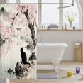 thumbnail image 3 of Manfei Vintage Kitten Shower Curtain 72Wx72L, Ancient Japanese Floral Bathroom Curtain, Pink, 3 of 5