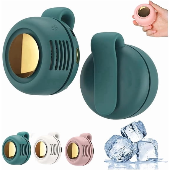 Portable Clip-On Fan 2 Pack, Bladeless Personal Fan with 360° Adjustable Airflow, 3-Speed USB Rechargeable Mini Fan for Desk Travel Office, Type-C