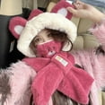 thumbnail image 4 of YAOBAMM Scarf Hat Set Winter Bear Ear Hat Adorable Soft Thickened Cold Proof Ear Protection Beanie, 4 of 6