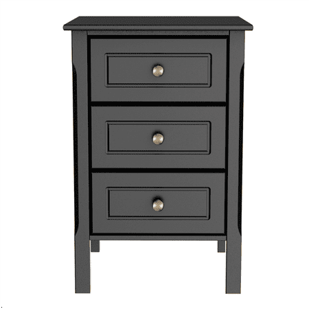 Topeakmart Black Gloss 3 Drawers Bedside Table Cabinet Stylish Nightstands With Silver Handle Bedroom Furniture