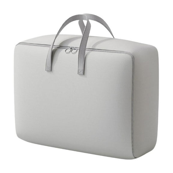 Oggfader Heavy Duty Extra Large Storage Bags for Clothes & Blankets - Reinforced Handles, Double Zipper, Collapsible Waterproof Cotton, Gray, 1 Pack