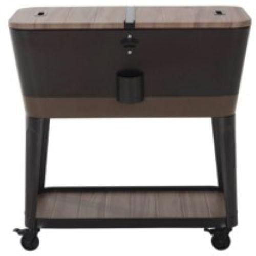 Permasteel 80 Qt Outdoor Patio Cooler - Tapered - Wood Grain - Brown Trim