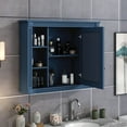 thumbnail image 2 of Bathroom Wall Cabinet, Medicine Cabinet with Mirror Door and 6 Open Shelves, Bathroom Storage Cabinet Wall Mounted, 35'' x 28'', Blue, 2 of 9