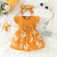 thumbnail image 2 of Yindaity Baby Girl Romper Flower Dress Dresses Lace Ruffle Festival Clothes With Headband For 3 6 9 12 18 Months New Born Baby Girls Gift (Yellow,18-24 Months), 2 of 6