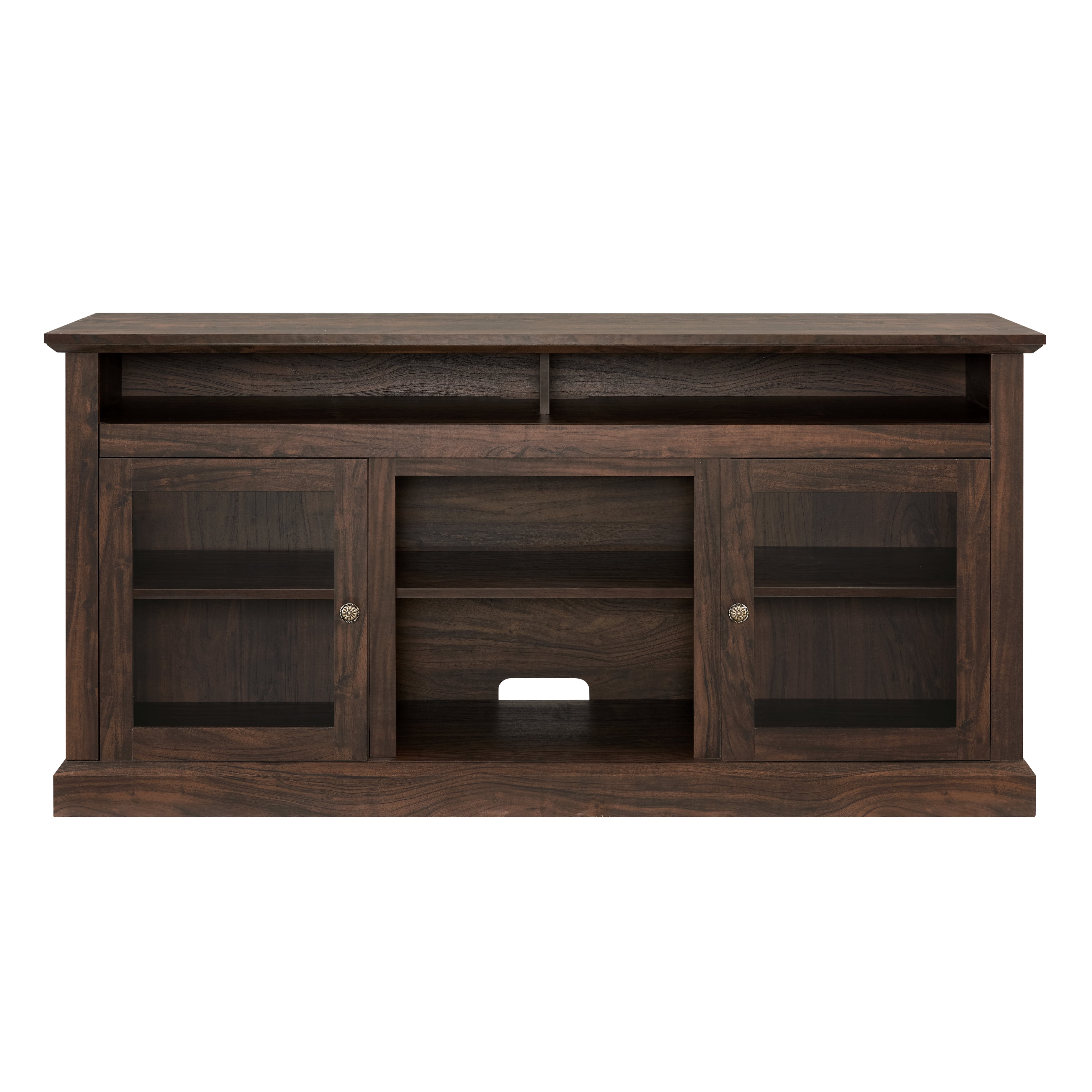 Aukfa TV Stand for TV up to 65", TV Console Table with Storage and Cabinet, 2 Doors, Brown