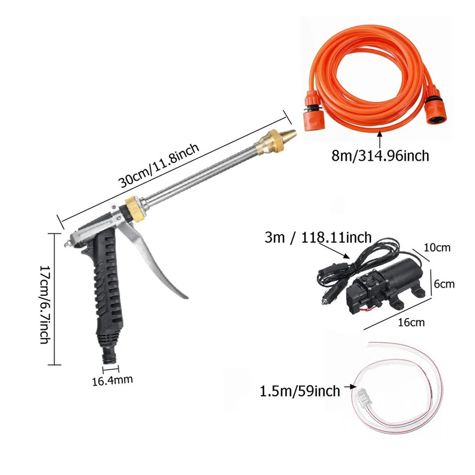 12V Car Washer Pump High Pressure Car Electric Washer, Wash Pump Set Portable Auto Washing Cleaning Machine Kit Washer Sprayer