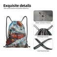 thumbnail image 4 of Saiise Red Train Hot Air Balloon Pattern Sports Drawstring Backpack - String Swim Gym Bag with Wet Proof Pocket for Women&Men-Small, 4 of 6