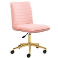 thumbnail image 5 of Falvinoryn Velvet Mid-Back Home Office Chair Swivel Adjustable Small Chair for Bedroom Office Room, Pink, 5 of 7