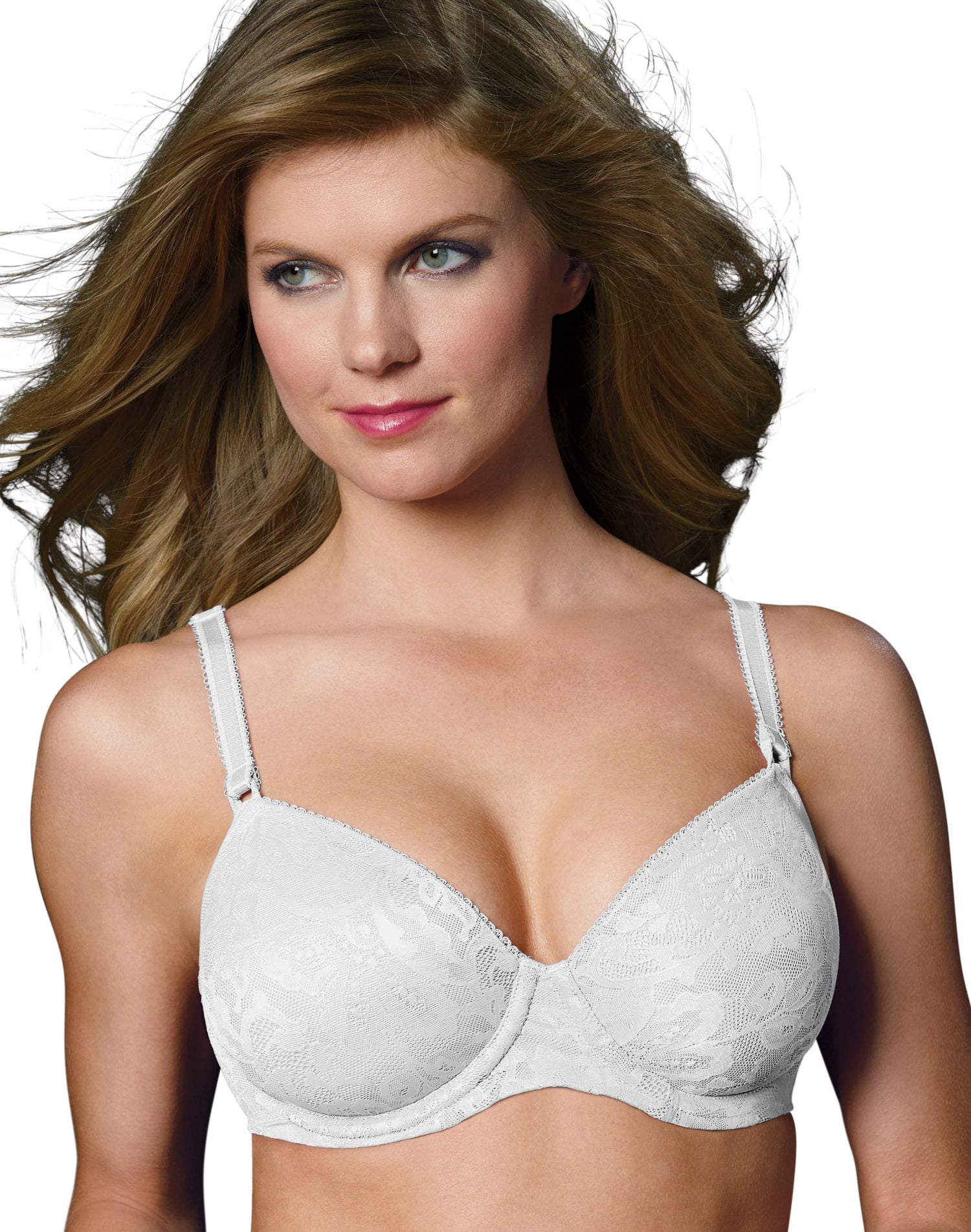 Womens One Smooth U All Over Lace Underwire Bra 36DD White 