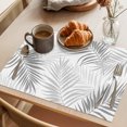 thumbnail image 3 of Gray Palm Leaf Placemats Set of 12 Tropical Botanical Leaves Minimalist Place Mats Indoor Wipeable Table Mats Washable Cloth Dining Table Placemats for Kitchen Holiday Party Home Decor 13x19 Inch, 3 of 9