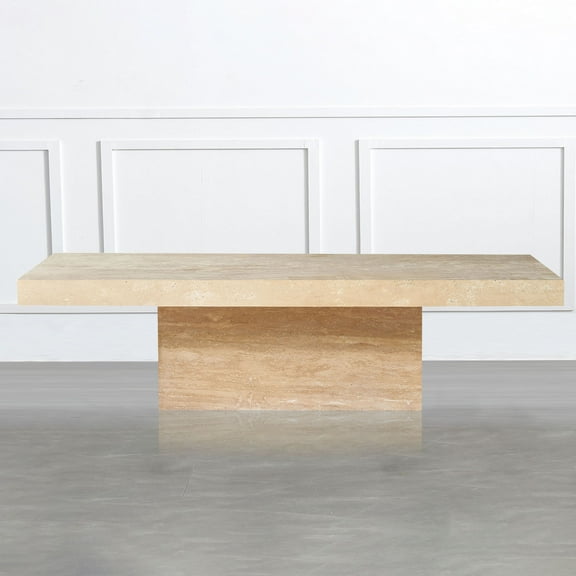 Mofit Home Beige Elemental Travertine Cantilever Coffee Table, 1pc. Modern, Elegant, furniture for living room, Living Room, T-Shaped