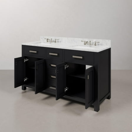 Water Creation Madison 60" Wood Double Bathroom Vanity in Chrome/Espresso