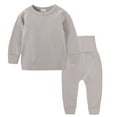 thumbnail image 1 of Gibobby Conjunto de Bebé pequeños Niño Niña Ropa Unisex Sólido Chándal Manga larga Cálido Fleece Pullover Tops Pantalones Conjunto Otoño Invierno Pijamas Trajes(Gris, 2-3 Años), 1 of 5