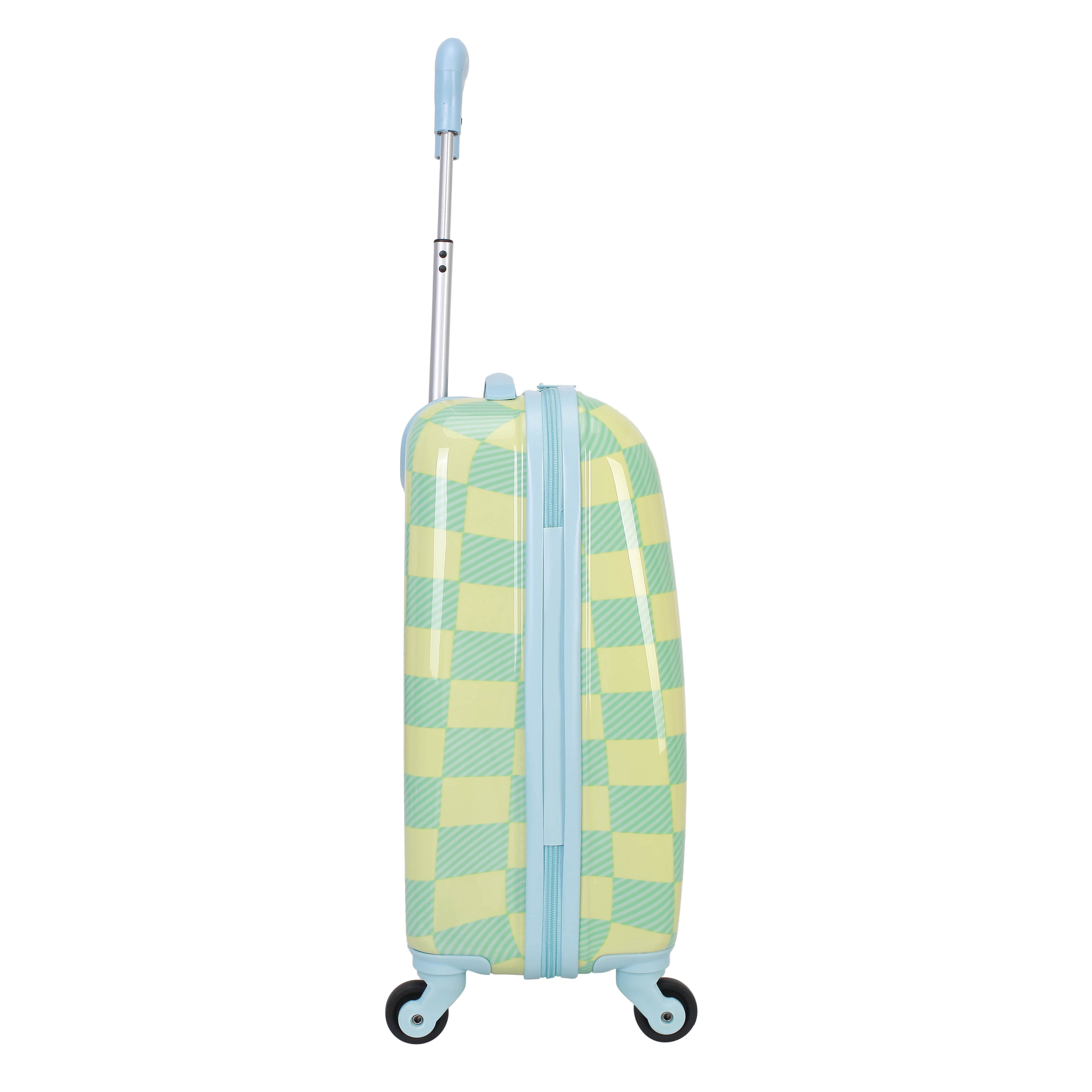 CRCKT Kids Boy 21" Checker Hardside Carry-on Luggage With 360 Spinner Wheels, Buzzing Bees, Neon Yellow and Blue