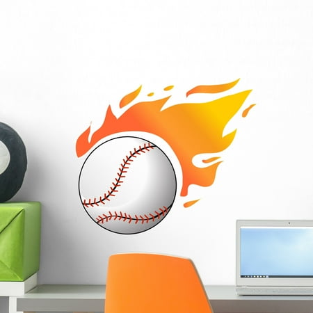 Graphics Tribal Flames Decals - Baseball with Flames Wall Mural by Wallmonkeys Peel and Stick Graphic (18 in W x 16 in H) WM156731
