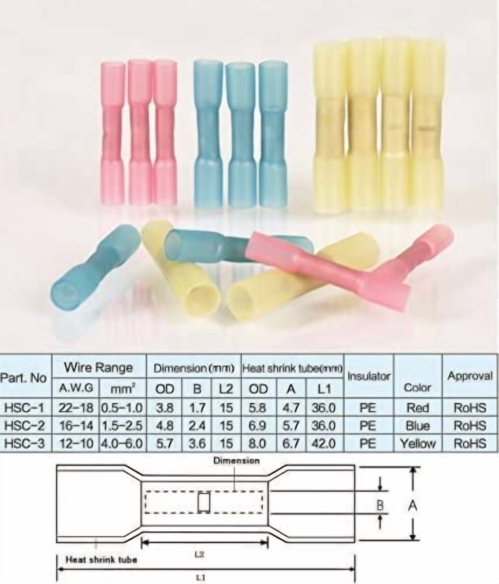 Heat Shrink Wire Connector Kit Electrical Insulated Crimp Marine Auto-Motive Terminals Set (480 pcs)