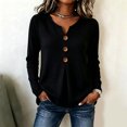 thumbnail image 5 of WUSUOWEI Women'S Sweatshirts V-Neck Knitted Blouse Long Sleeve Loose Front Design Womens Casual Daily Top XXL, 5 of 7