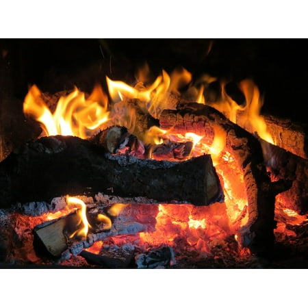 Canvas Print Flame Cozy Burn Wood Fireplace Fire Blaze Stretched Canvas 10 x