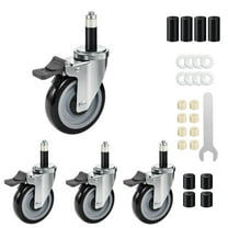 SHZOND 5Inch Swivel Caster Wheels Set of 4, Heavy Duty Casters with Double Lock Brake, Expanding Stem Casters for Table, Tool Cabinet, Cart, Workbench and Trolley-Max Load Capacity 1600 LBS