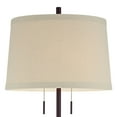 thumbnail image 3 of Possini Euro Design Rustic Farmhouse Table Lamp 33" Tall Dark Bronze Metal Off White Burlap Fabric Drum Shade for Bedroom Living Room House Bedside, 3 of 6