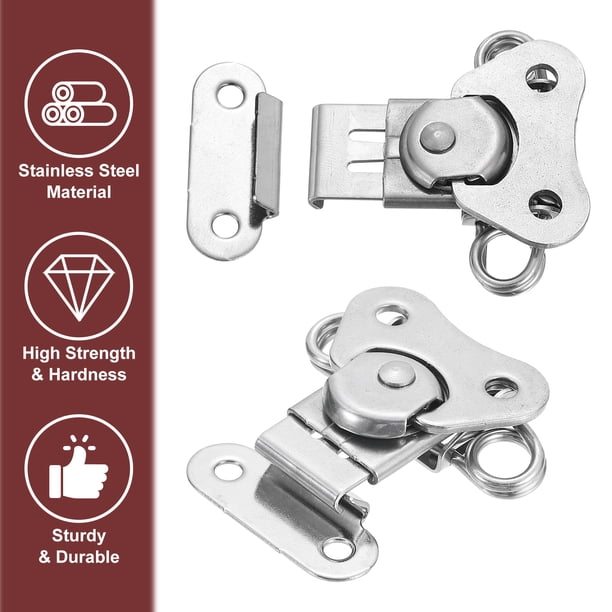Uxcell 2.36″ Stainless Steel Butterfly Twist Latch – Spring Loaded, 180° Rotation, For Tool Boxes, Wooden Cases, Cabinets, Guitar Cases (Silver)