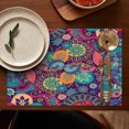 thumbnail image 4 of Vintage Bohemian Rustic Flax Placemats Set of 6, 12x18 Inch Boho Chic Tribal Nordic Style Artistic Ethnic Patterns, Washable Earthy Style Table Mats for Dining Room, 4 of 5