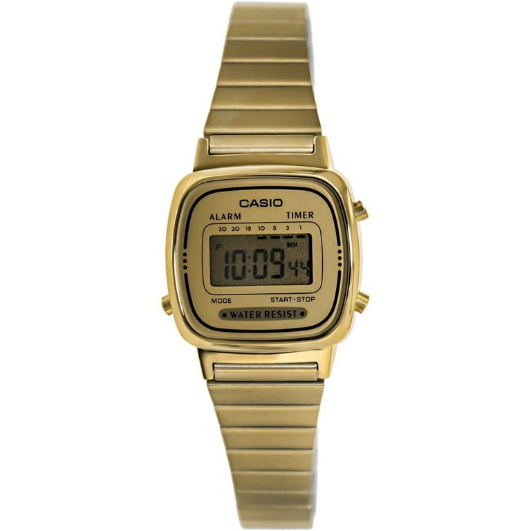 Casio Women s Gold Tone Stainless Steel Digital Watch Quartz Mineral Crystal LA 670WG 9D