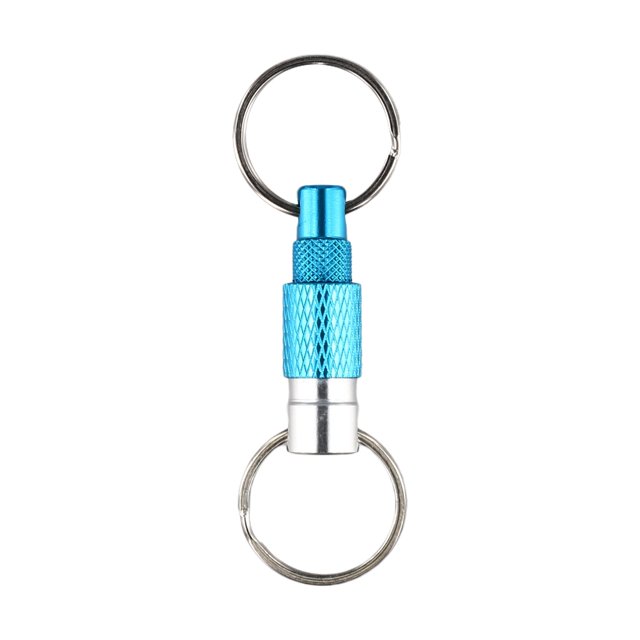 Portable Keychain with Detachable Metal Key Ring For 360° Rotation Dual Ring Buckle light blue