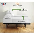 thumbnail image 5 of 24" Extra Deep Pockets - Split King Fitted Sheets with 2 Pillowcases (4-PC) Set for Adjustable Bed - 700-Thread-Count 100% Egyptian Cotton - Black, 5 of 7