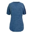 thumbnail image 4 of ClodeEU Women Summer Short Sleeve Crewneck Tshirts with Side Split ,Loose Fit Tunic Shirts Blue,Womens Plus M, 4 of 5
