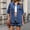 Dark Blue, variant on Women's Summer Denim 2 Piece Outfits Short Sleeve Button Down Shirt Elastic Waist Wide Leg Shorts Matching Set Light Blue M(M)