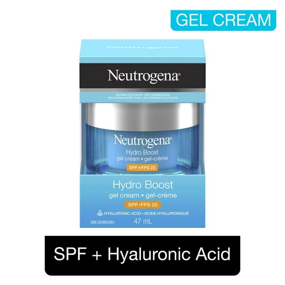 Neutrogena Hydro Boost Gel Cream SPF 25 with Broad Spectrum UVA/UVB Hydrating Hyaluronic Acid & Antioxidant, Oil-Free Moisturizer, Non-Comedogenic, 47 mL