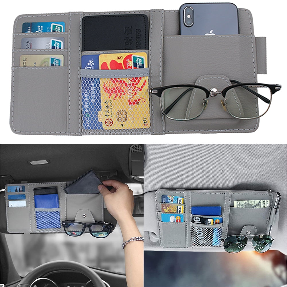 Car Sun Visor Organizer, Grey Interior Accessories MultiPocket