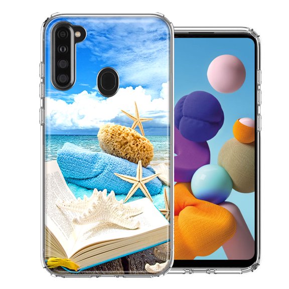 MUNDAZE For Samsung A21 Beach Reading Design Double Layer Phone Case Cover