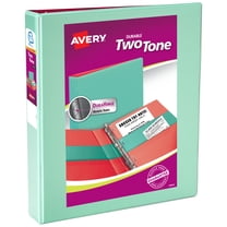 Avery Two-Tone Binder, 1.5 inch Slant Rings, Mint/Coral (17289)