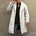 thumbnail image 6 of Alkepwun Mens Warm Faux Furry Long Coat Jacket Winter Solid V-neck Outerwear, 6 of 9