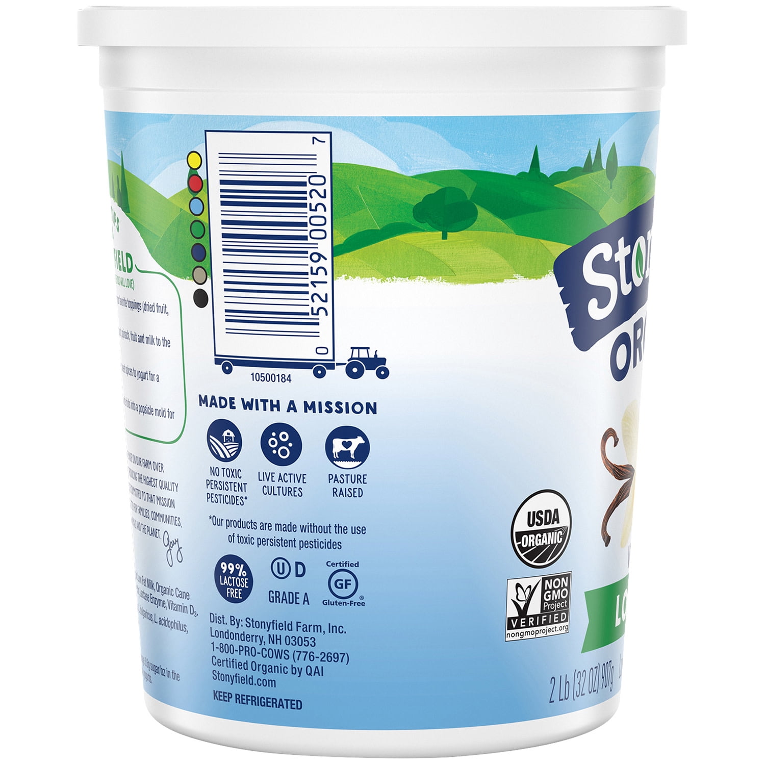 Stonyfield Organic Lowfat Yogurt, Vanilla, 32 oz.