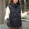 thumbnail image 5 of YOIAVAIOY Womens Quilted Puffer Vests Drawstring Collar Zip Up Sleeveless Down Jackets Fall Winter Casual Outerwear Vest with Pockets Black XL, 5 of 9