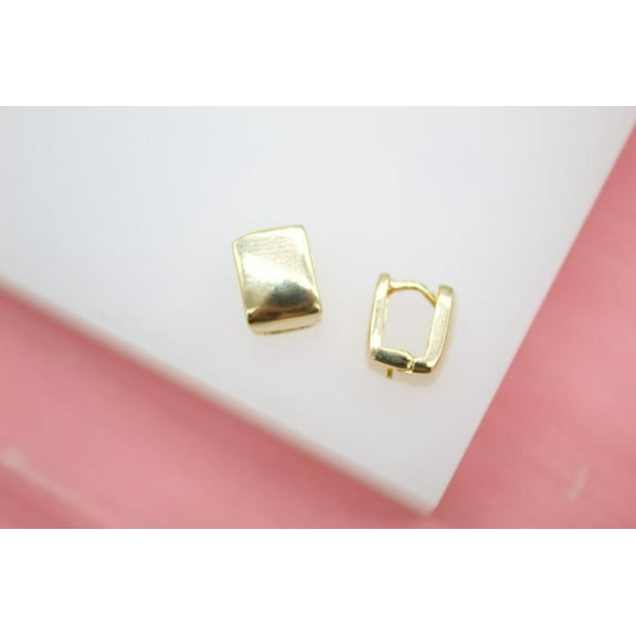 Gold Filled Squared Huggies Earrings (L247)