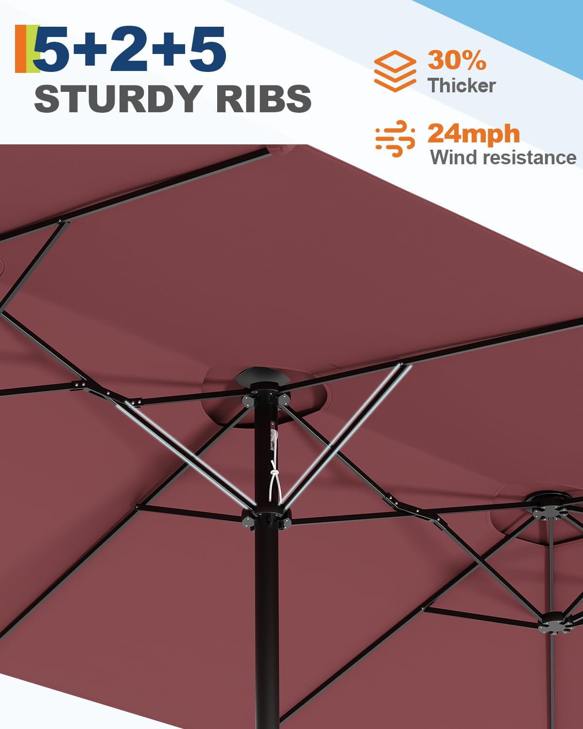 15ft Large Patio Umbrellas with Base,Outdoor Double-Sided Rectangle Market Umbrella,Crank Handle for Easy Opening,Perfect for Pool Lawn Garden,Durable & Stylish Design,UV Protection for Sun Safety