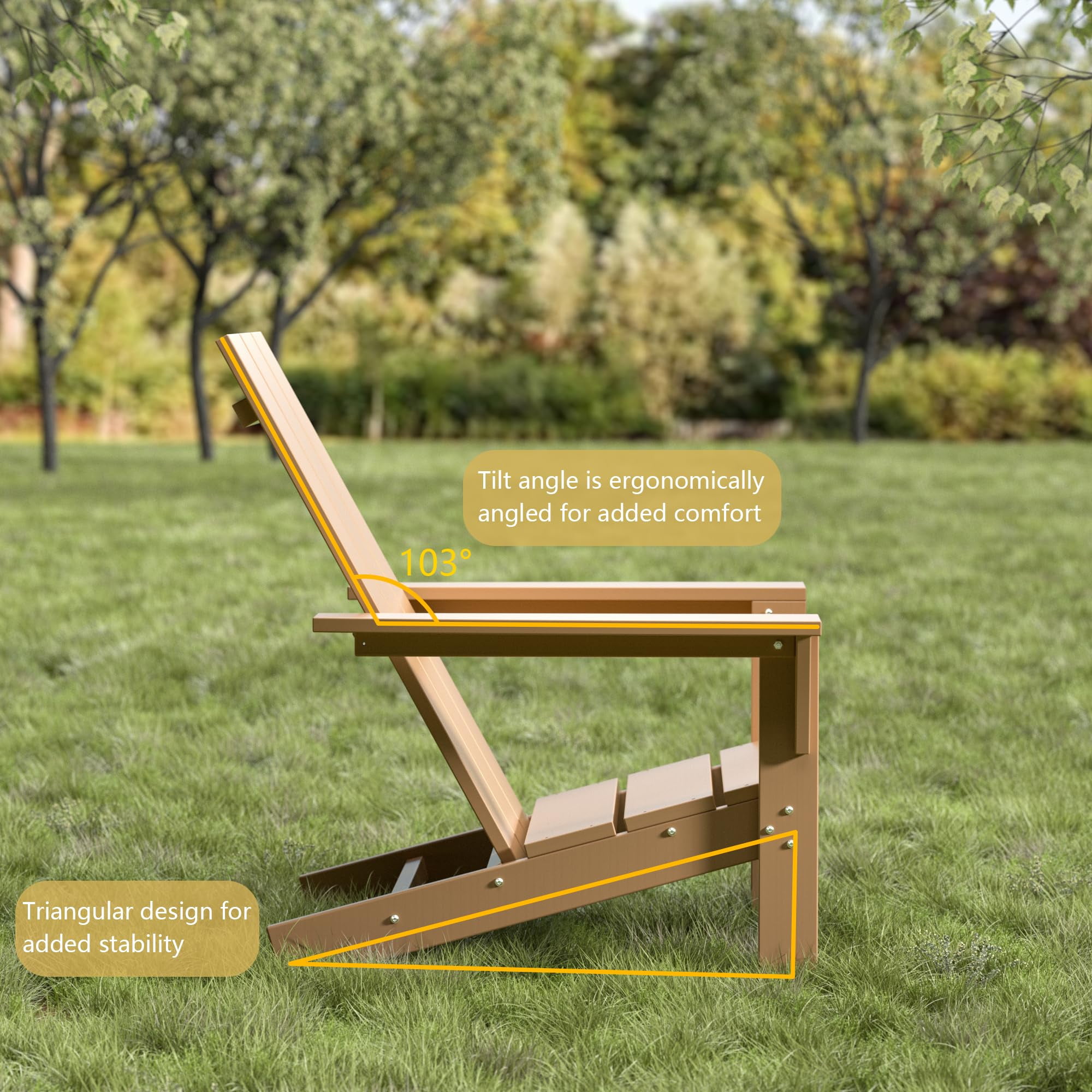 ALAULM All-Weather HDPE 8PCS Modular Flexible Combination Adirondack Conversation Set with Marble-Look Interlocking Side Tables for Deck Patio Poolside, Brown