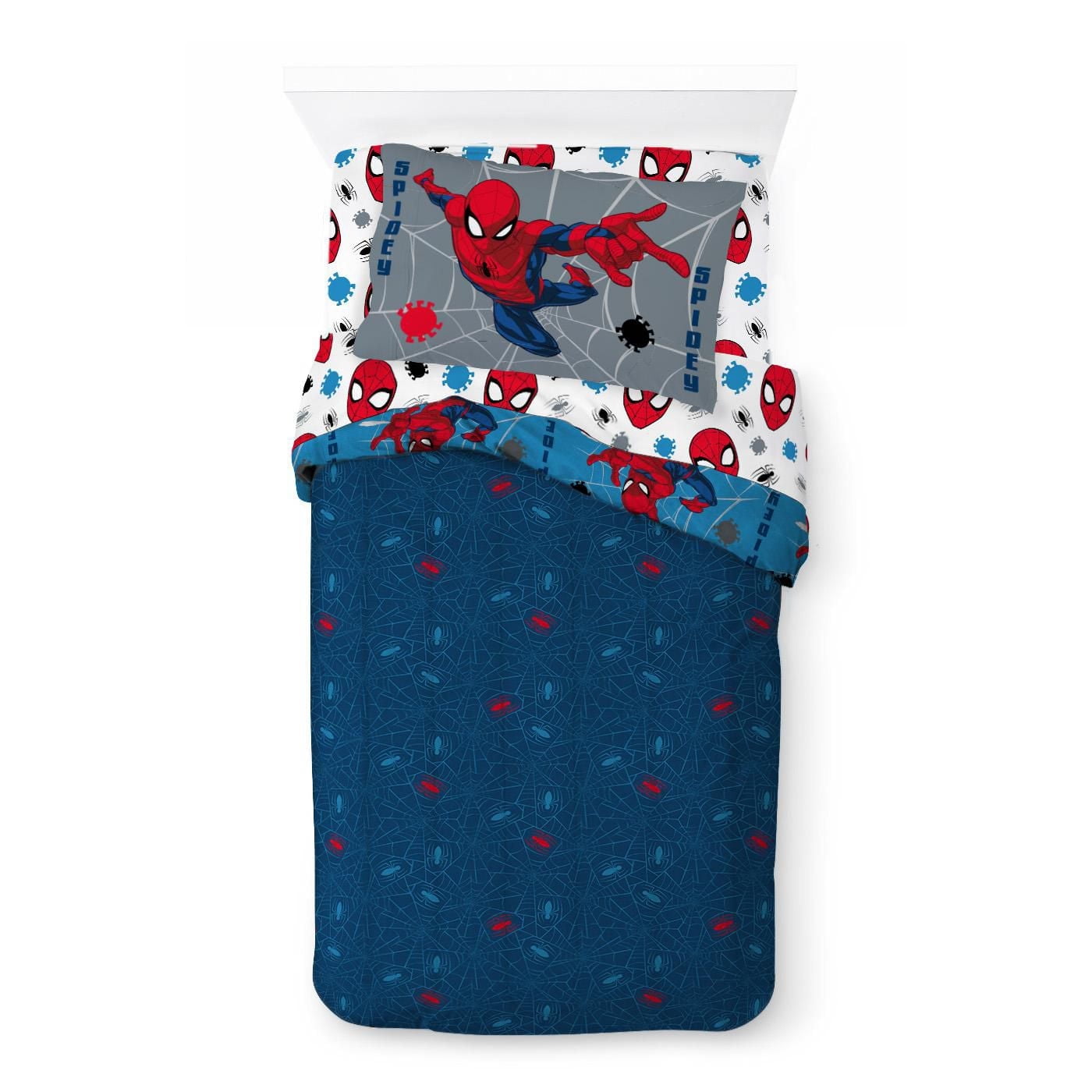 Marvel Spider-Man Ensemble de Literie 4 Pièces pour Lit 1 Place + En Prime un Sac