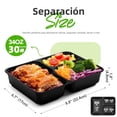 thumbnail image 4 of 30P Contenedores para Alimentos Desechables, Recipientes para Comida 3 Compartimentos, Contenedores Herm&eacute;ticos Plastico, Meal Prep Containers, Charolas Bento Adecuado para Microondas (34OZ), 4 of 8