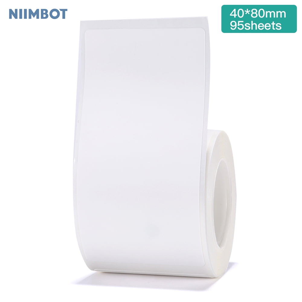 Niimbot White Blank Thermal Printing Paper Roll Barcode Price Size Name Label Paper Waterproof Oil-Proof Tear Resistant 40*80mm 95sheets/roll for ...