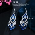 thumbnail image 5 of Blue CZ Women Long Tassel Dangle Drop Chandelier Earrings Silver Plated Jewelry, 5 of 9