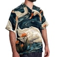 thumbnail image 2 of Swan Men's Short Sleeve Hawaiian Shirt, Poplin Casual Printed Button Down, Summer Beach Unisex Shirts, 2 of 6