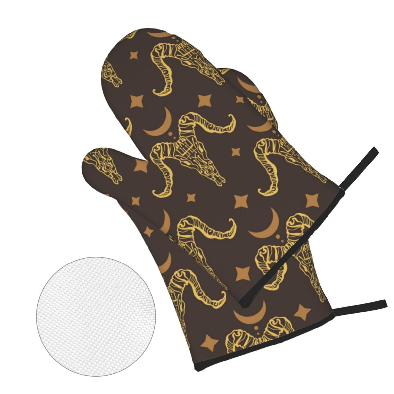 Boho Animal Goat Skull 4Pcs Oven Mitts and Pot Holders Sets Oven Kitchen Gloves Hot Pads for Cooking BBQ Baking Grilling
