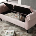 thumbnail image 6 of Storage Bench for Bedroom End of Bed Zarler Rolled Armed Velvet Ottoman Couch Long Bench Bedroom Bench with Storage, Pink, 6 of 8